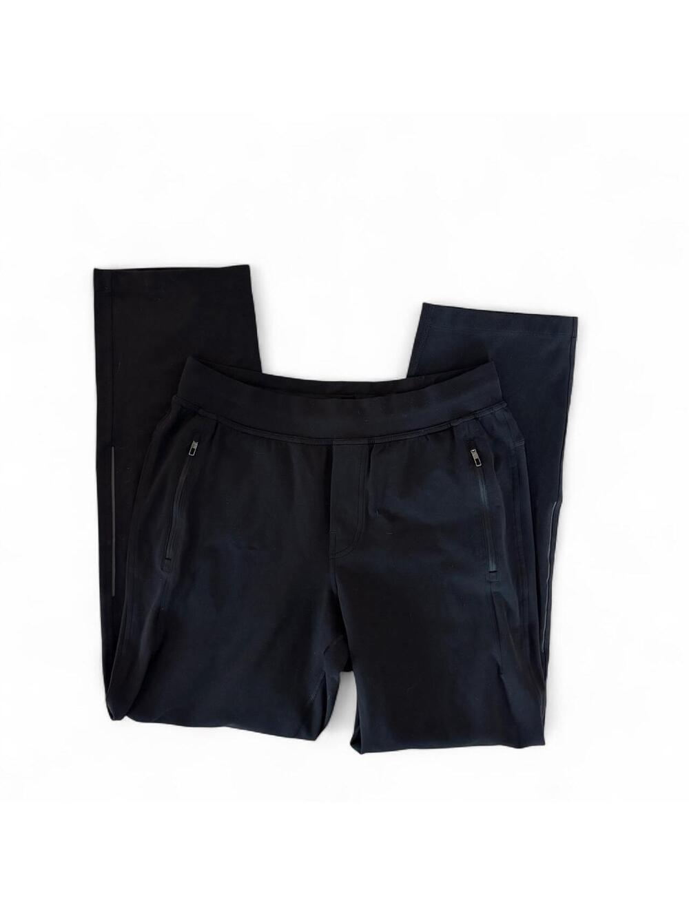 Lululemon Men's Straight Leg Track Pants Black Size L Zipper Pockets